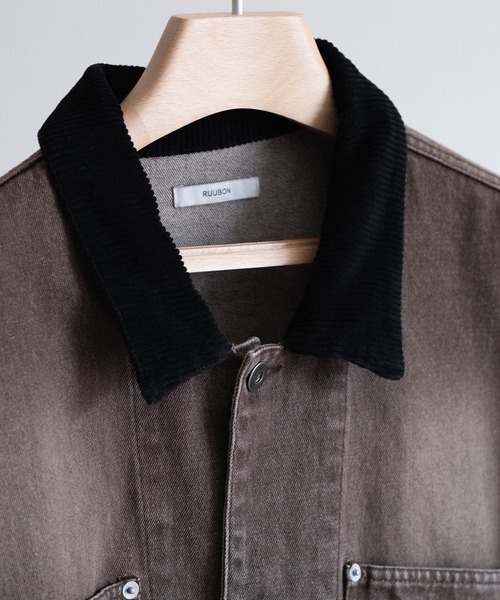 RUUBON(ルーボン)の「【RUUBON】corduroy collar denim coverall / コーデュロイカラーデニムカバーオール(カバーオール・メンズ・ネイビー/ブラウン・L/M/S)」の22枚目の写真