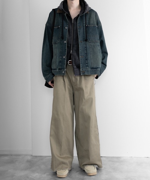 RUUBON】corduroy collar denim coverall / コーデュロイカラーデニム