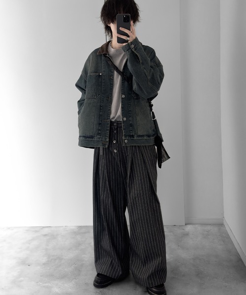 RUUBON】corduroy collar denim coverall / コーデュロイカラー