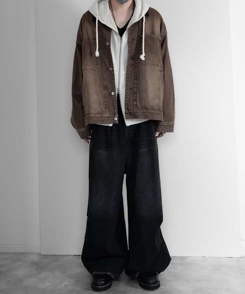 RUUBON(ルーボン)の「【RUUBON】corduroy collar denim coverall / コーデュロイカラーデニムカバーオール(カバーオール・メンズ・ネイビー/ブラウン・L/M/S)」の11枚目の写真