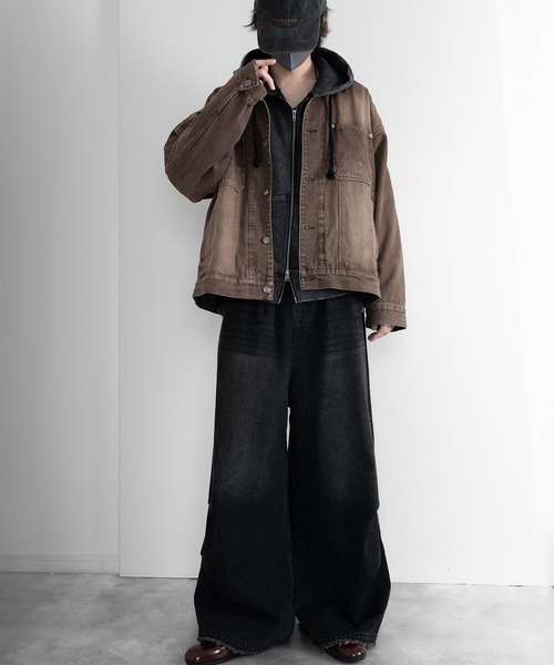 RUUBON(ルーボン)の「【RUUBON】corduroy collar denim coverall / コーデュロイカラーデニムカバーオール(カバーオール・メンズ・ネイビー/ブラウン・L/M/S)」の13枚目の写真