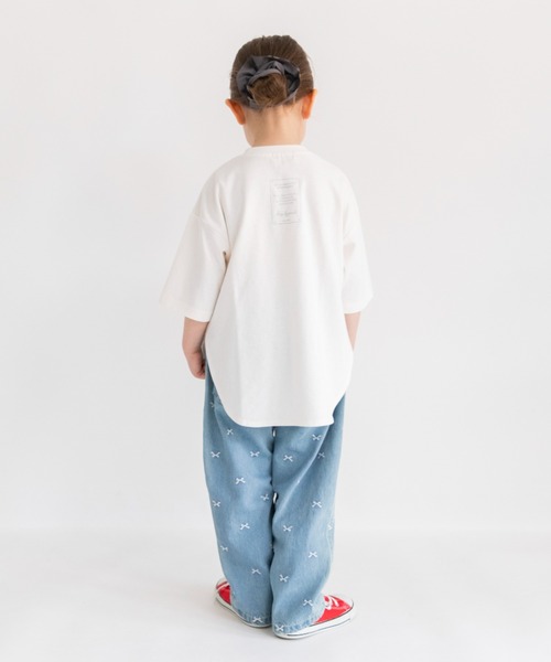 BRANSHES（ブランシェス）の「【綿100％】リボン総柄刺繍デニムパンツ（デニムパンツ・キッズ・ネイビー/ブルー・140/120/130/150/90/100/110）」の11枚目の写真