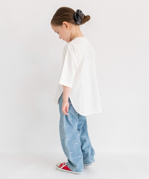 BRANSHES（ブランシェス）の「【綿100％】リボン総柄刺繍デニムパンツ（デニムパンツ・キッズ・ネイビー/ブルー・140/120/130/150/90/100/110）」の12枚目の写真