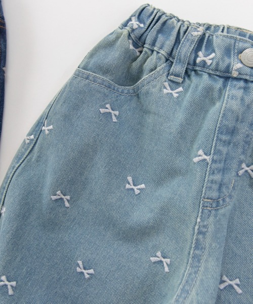 BRANSHES（ブランシェス）の「【綿100％】リボン総柄刺繍デニムパンツ（デニムパンツ・キッズ・ネイビー/ブルー・140/120/130/150/90/100/110）」の13枚目の写真