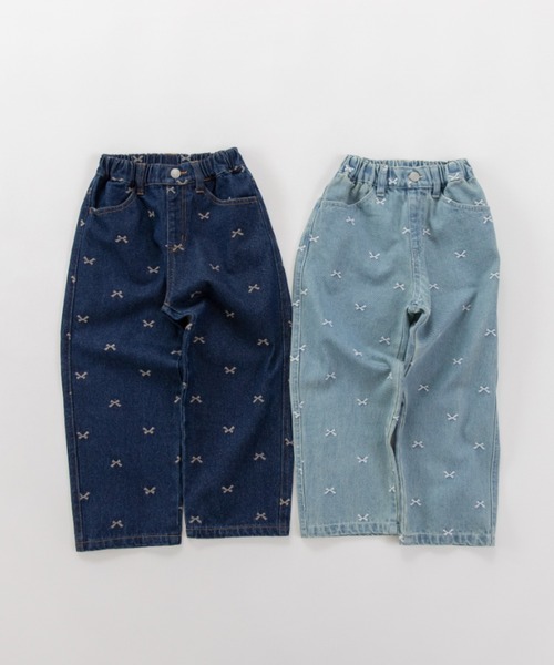 BRANSHES（ブランシェス）の「【綿100％】リボン総柄刺繍デニムパンツ（デニムパンツ・キッズ・ネイビー/ブルー・140/120/130/150/90/100/110）」の14枚目の写真