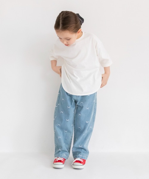 BRANSHES（ブランシェス）の「【綿100％】リボン総柄刺繍デニムパンツ（デニムパンツ・キッズ・ネイビー/ブルー・140/120/130/150/90/100/110）」の10枚目の写真