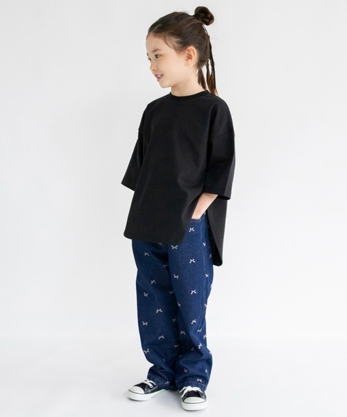 BRANSHES（ブランシェス）の「【綿100％】リボン総柄刺繍デニムパンツ（デニムパンツ・キッズ・ネイビー/ブルー・140/120/130/150/90/100/110）」の16枚目の写真