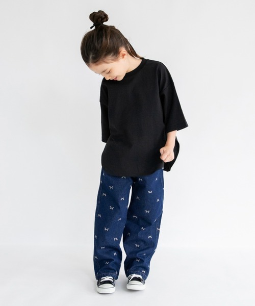 BRANSHES（ブランシェス）の「【綿100％】リボン総柄刺繍デニムパンツ（デニムパンツ・キッズ・ネイビー/ブルー・140/120/130/150/90/100/110）」の15枚目の写真