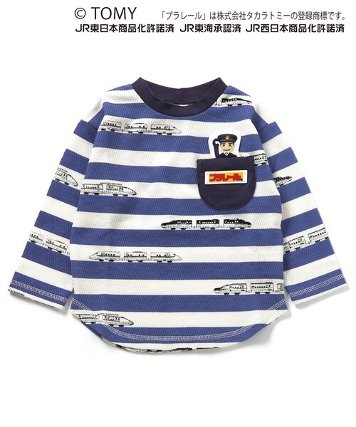 BIT'Z（ビッツ）の「【コラボ】プラレールボーダー柄長袖Tシャツ（Tシャツ/カットソー・キッズ・ネイビー/レインボー・90/100/110/120/80/95）」の6枚目の写真