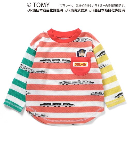BIT'Z（ビッツ）の「【コラボ】プラレールボーダー柄長袖Tシャツ（Tシャツ/カットソー・キッズ・ネイビー/レインボー・90/100/110/120/80/95）」の7枚目の写真