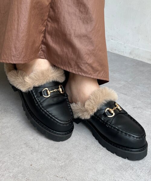 DouDou(ドゥドゥ)の「ファーローファー(ローファー・レディース・ブラック/ブラウン・SMALL/MEDIUM/LARGE)」の6枚目の写真