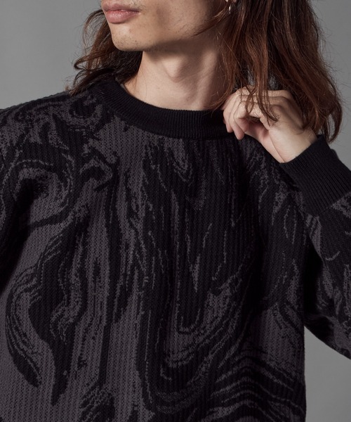 Theater code(シアターコード)の「Marble-Print Crewneck Sweatshirt / マーブル柄 クルーネックスウェット トレーナー 秋 秋服メンズ 2026年秋冬(スウェット・メンズ・グリーン/ブラック・L/M)」の3枚目の写真