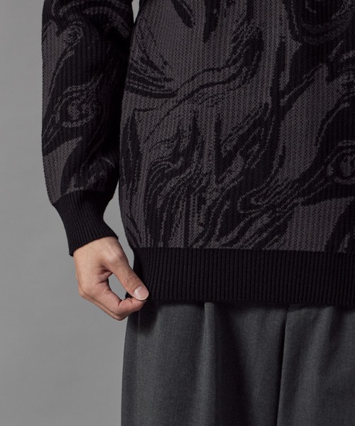 Theater code(シアターコード)の「Marble-Print Crewneck Sweatshirt / マーブル柄 クルーネックスウェット トレーナー 秋 秋服メンズ 2026年秋冬(スウェット・メンズ・グリーン/ブラック・L/M)」の5枚目の写真