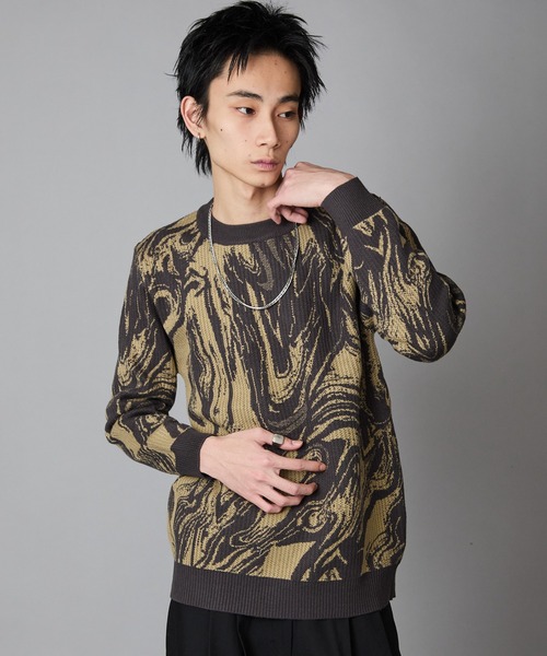 Theater code(シアターコード)の「Marble-Print Crewneck Sweatshirt / マーブル柄 クルーネックスウェット トレーナー 秋 秋服メンズ 2026年秋冬(スウェット・メンズ・グリーン/ブラック・L/M)」の21枚目の写真