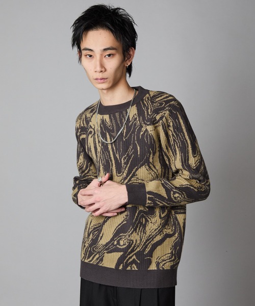 Theater code(シアターコード)の「Marble-Print Crewneck Sweatshirt / マーブル柄 クルーネックスウェット トレーナー 秋 秋服メンズ 2026年秋冬(スウェット・メンズ・グリーン/ブラック・L/M)」の22枚目の写真