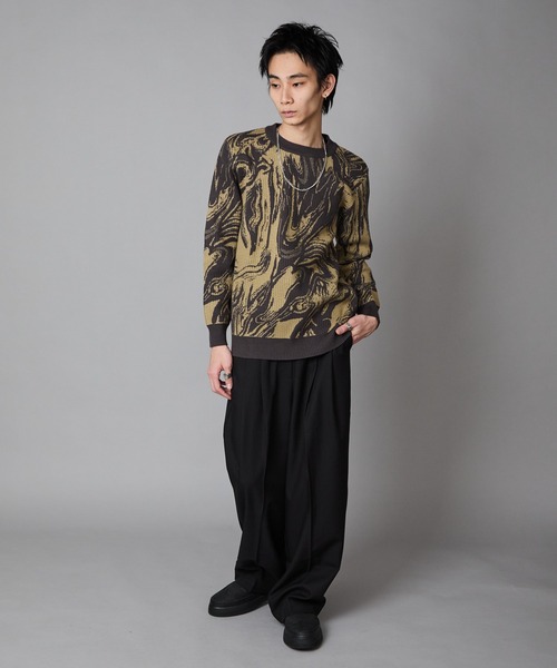 Theater code(シアターコード)の「Marble-Print Crewneck Sweatshirt / マーブル柄 クルーネックスウェット トレーナー 秋 秋服メンズ 2026年秋冬(スウェット・メンズ・グリーン/ブラック・L/M)」の8枚目の写真
