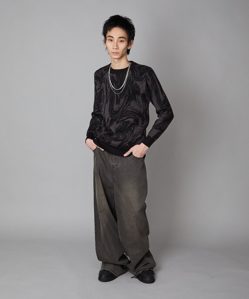 Theater code(シアターコード)の「Marble-Print Crewneck Sweatshirt / マーブル柄 クルーネックスウェット トレーナー 秋 秋服メンズ 2026年秋冬(スウェット・メンズ・グリーン/ブラック・L/M)」の18枚目の写真