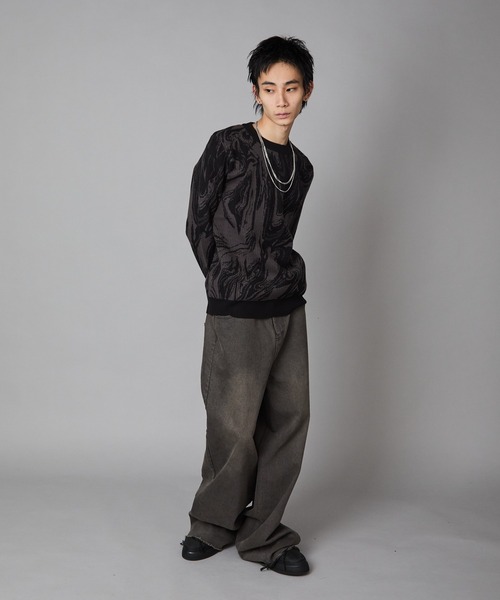 Theater code(シアターコード)の「Marble-Print Crewneck Sweatshirt / マーブル柄 クルーネックスウェット トレーナー 秋 秋服メンズ 2026年秋冬(スウェット・メンズ・グリーン/ブラック・L/M)」の17枚目の写真