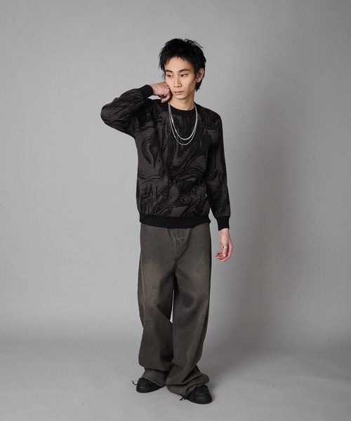 Theater code(シアターコード)の「Marble-Print Crewneck Sweatshirt / マーブル柄 クルーネックスウェット トレーナー 秋 秋服メンズ 2026年秋冬(スウェット・メンズ・グリーン/ブラック・L/M)」の16枚目の写真