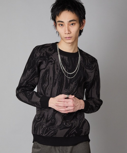 Theater code(シアターコード)の「Marble-Print Crewneck Sweatshirt / マーブル柄 クルーネックスウェット トレーナー 秋 秋服メンズ 2026年秋冬(スウェット・メンズ・グリーン/ブラック・L/M)」の10枚目の写真
