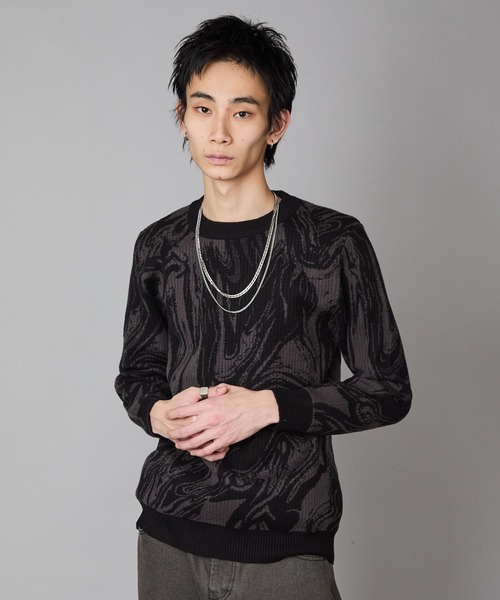 Theater code(シアターコード)の「Marble-Print Crewneck Sweatshirt / マーブル柄 クルーネックスウェット トレーナー 秋 秋服メンズ 2026年秋冬(スウェット・メンズ・グリーン/ブラック・L/M)」の11枚目の写真