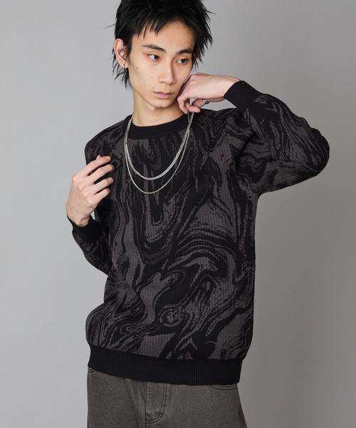Theater code(シアターコード)の「Marble-Print Crewneck Sweatshirt / マーブル柄 クルーネックスウェット トレーナー 秋 秋服メンズ 2026年秋冬(スウェット・メンズ・グリーン/ブラック・L/M)」の12枚目の写真