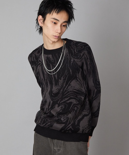 Theater code(シアターコード)の「Marble-Print Crewneck Sweatshirt / マーブル柄 クルーネックスウェット トレーナー 秋 秋服メンズ 2026年秋冬(スウェット・メンズ・グリーン/ブラック・L/M)」の13枚目の写真
