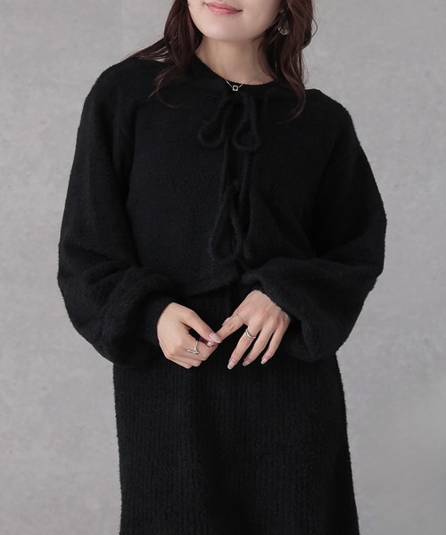Lace Ladies(レースレディース)の「シャギー ツイン リボン セットアップ ワンピース(セットアップ・レディース・アイボリー/ブラック/グレー・FREE/S)」の15枚目の写真
