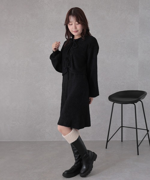 Lace Ladies(レースレディース)の「シャギー ツイン リボン セットアップ ワンピース(セットアップ・レディース・アイボリー/ブラック/グレー・FREE/S)」の16枚目の写真