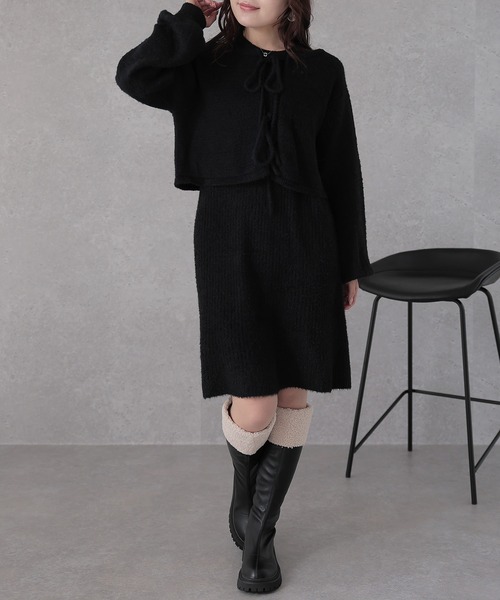 Lace Ladies(レースレディース)の「シャギー ツイン リボン セットアップ ワンピース(セットアップ・レディース・アイボリー/ブラック/グレー・FREE/S)」の18枚目の写真