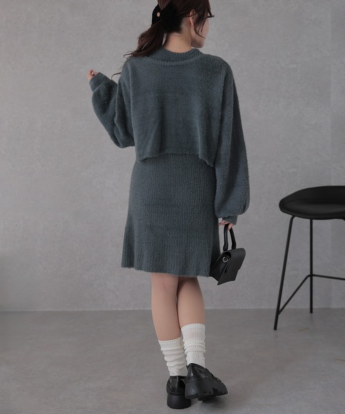 Lace Ladies(レースレディース)の「シャギー ツイン リボン セットアップ ワンピース(セットアップ・レディース・アイボリー/ブラック/グレー・FREE/S)」の6枚目の写真