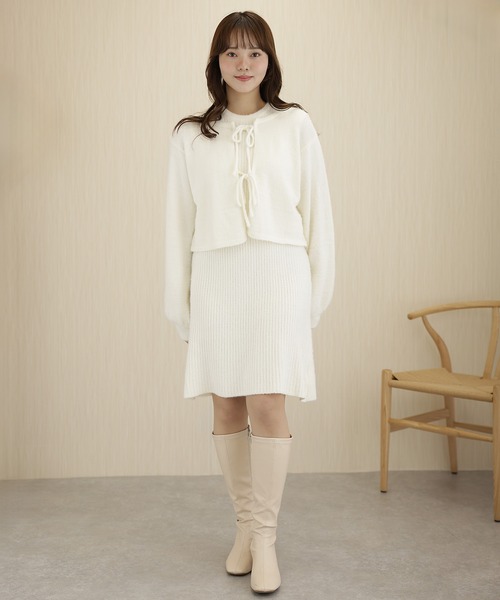 Lace Ladies(レースレディース)の「シャギー ツイン リボン セットアップ ワンピース(セットアップ・レディース・アイボリー/ブラック/グレー・FREE/S)」の8枚目の写真