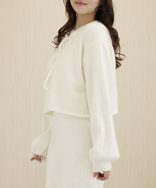 Lace Ladies(レースレディース)の「シャギー ツイン リボン セットアップ ワンピース(セットアップ・レディース・アイボリー/ブラック/グレー・FREE/S)」の9枚目の写真