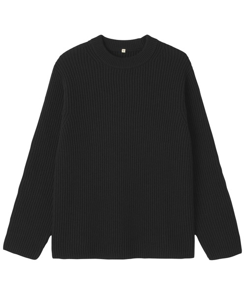 MUJI Labo（ムジラボ）の「〔MUJI Labo〕紳士　メリノウール畦編みエルボーパッチ付きクルーネックセーター（ニット/セーター・メンズ・ブラック/ライトベージュ/チャコールグレー・M/L/XL）」の6枚目の写真