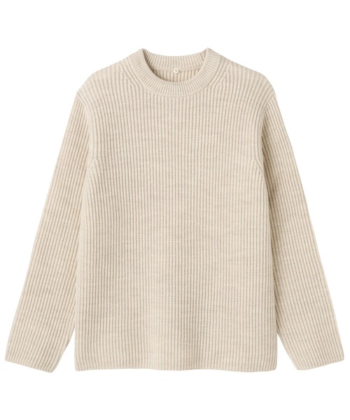 MUJI Labo（ムジラボ）の「〔MUJI Labo〕紳士　メリノウール畦編みエルボーパッチ付きクルーネックセーター（ニット/セーター・メンズ・ブラック/ライトベージュ/チャコールグレー・M/L/XL）」の16枚目の写真