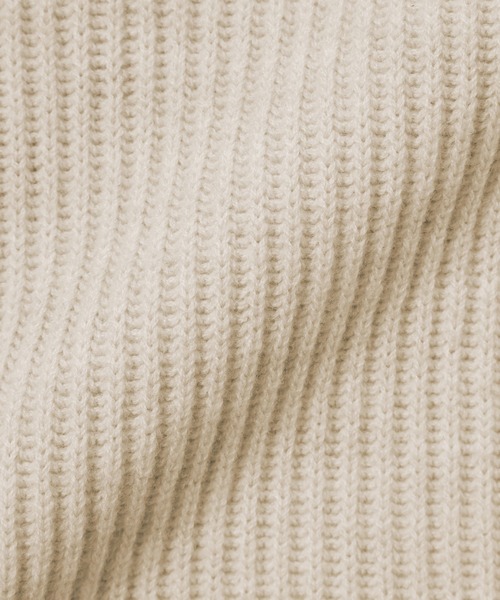 MUJI Labo〕紳士 メリノウール畦編みエルボーパッチ付きクルーネック