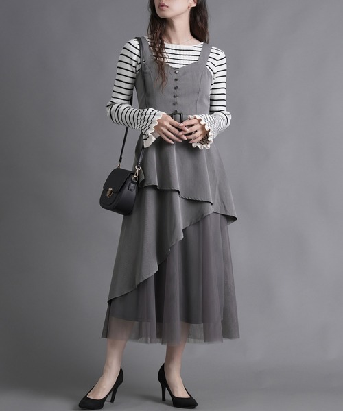 セール】チュール切替ジャンスカ（ジャンパースカート）｜Nohea