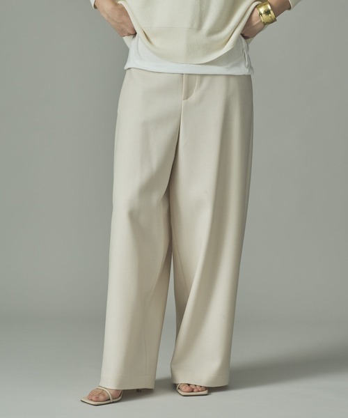 Curensology(カレンソロジー)の「Curensology(カレンソロジー)/ウールワイドパンツ(その他パンツ・レディース・オフホワイト/ブラック/グレー・36/38)」の4枚目の写真