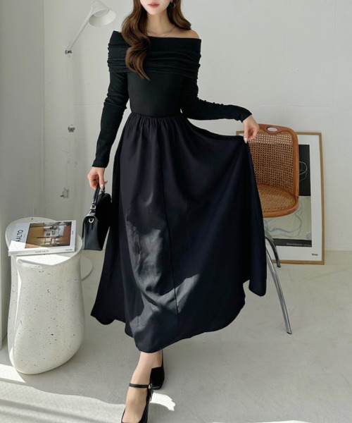 セール】異素材 ドッキング ワンピース（ワンピース）｜Ada.（エイダ