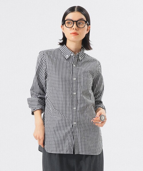 BEAMS BOY(ビームスボーイ)の「100/2 ギンガムチェック ボタンダウン シャツ(シャツ/ブラウス・レディース・ブラック/ネイビー/イエロー/グリーン・2/1/0)」の8枚目の写真