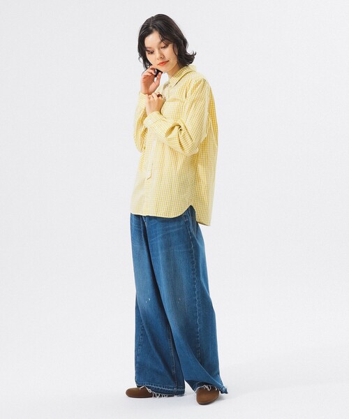 BEAMS BOY(ビームスボーイ)の「100/2 ギンガムチェック ボタンダウン シャツ(シャツ/ブラウス・レディース・ブラック/ネイビー/イエロー/グリーン・2/1/0)」の12枚目の写真