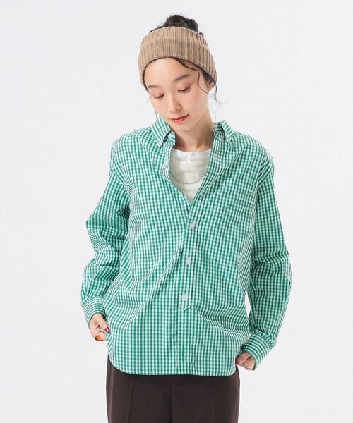 BEAMS BOY(ビームスボーイ)の「100/2 ギンガムチェック ボタンダウン シャツ(シャツ/ブラウス・レディース・ブラック/ネイビー/イエロー/グリーン・2/1/0)」の20枚目の写真