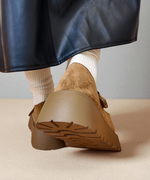 Sugar Sugar（シュガーシュガー）の「スエード　厚底　メリージェーン【SUGAR SUGAR シュガーシュガー】ベルクロ　レディース 9213（バレエシューズ・レディース・グレー系その他/キャメル・M/S/LL/L）」の4枚目の写真