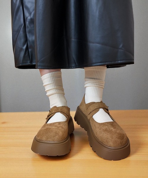 Sugar Sugar（シュガーシュガー）の「スエード　厚底　メリージェーン【SUGAR SUGAR シュガーシュガー】ベルクロ　レディース 9213（バレエシューズ・レディース・グレー系その他/キャメル・M/S/LL/L）」の7枚目の写真