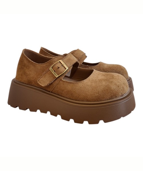 Sugar Sugar（シュガーシュガー）の「スエード　厚底　メリージェーン【SUGAR SUGAR シュガーシュガー】ベルクロ　レディース 9213（バレエシューズ・レディース・グレー系その他/キャメル・M/S/LL/L）」の8枚目の写真