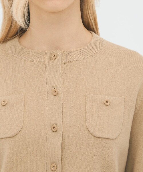 コットンカシミヤ クルーネックカーディガン（カーディガン/ボレロ