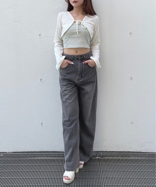 one way（ワンウェイ）の「バックリボンワイドデニムパンツ（デニムパンツ・レディース・ブラック/ブルー・SMALL/MEDIUM）」の8枚目の写真