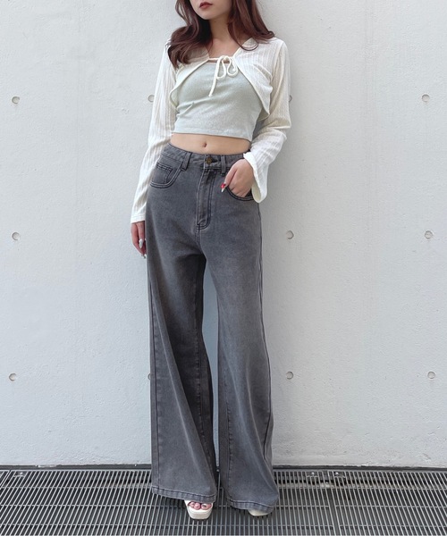 one way（ワンウェイ）の「バックリボンワイドデニムパンツ（デニムパンツ・レディース・ブラック/ブルー・SMALL/MEDIUM）」の11枚目の写真