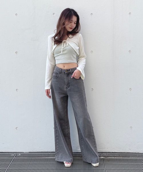 one way（ワンウェイ）の「バックリボンワイドデニムパンツ（デニムパンツ・レディース・ブラック/ブルー・SMALL/MEDIUM）」の6枚目の写真