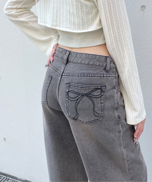 one way（ワンウェイ）の「バックリボンワイドデニムパンツ（デニムパンツ・レディース・ブラック/ブルー・SMALL/MEDIUM）」の9枚目の写真